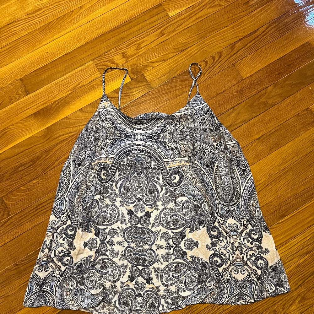 Lane Bryant Blue and Cream Camisole with Scoop Neckline Size 16